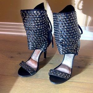 ZiGiny studded  black leather stilettos. Size 9